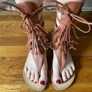 Gladiator Fringe Sandals! - Mint condition!